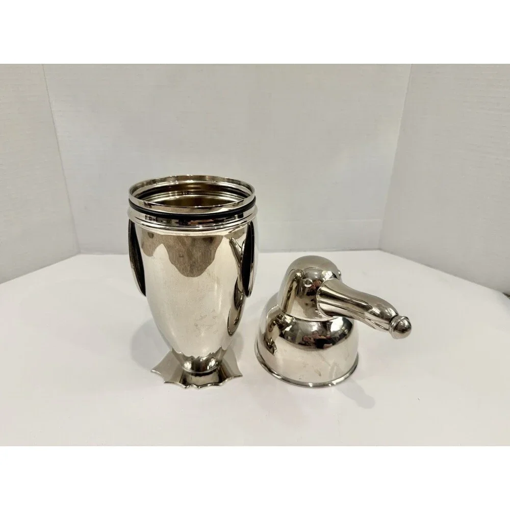 Vintage Restoration Hardware Penguin Cocktail Shaker Stainless Steel Barware